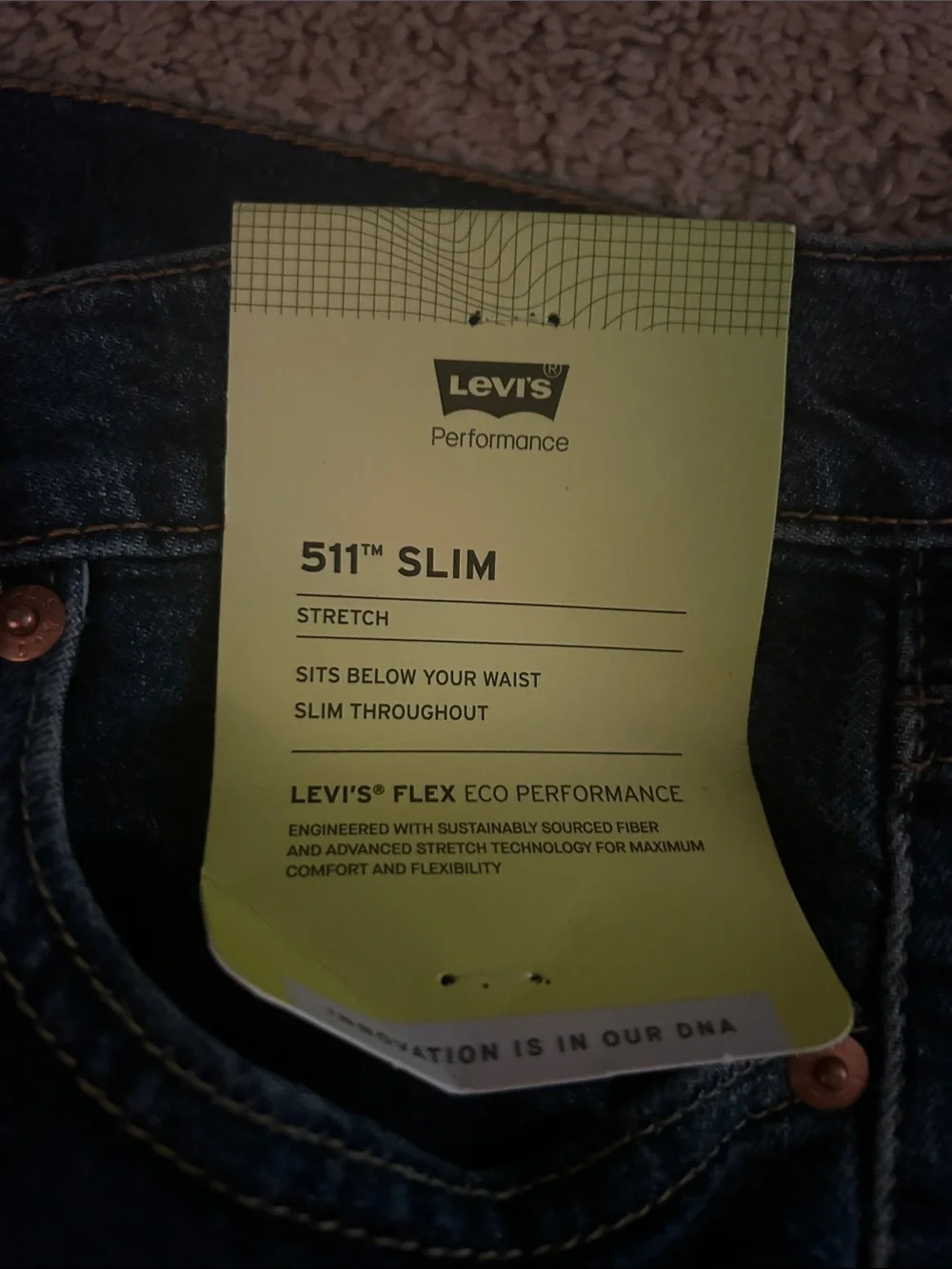 Levi's Dark Blue Denim Jeans with Yellow Size Tag